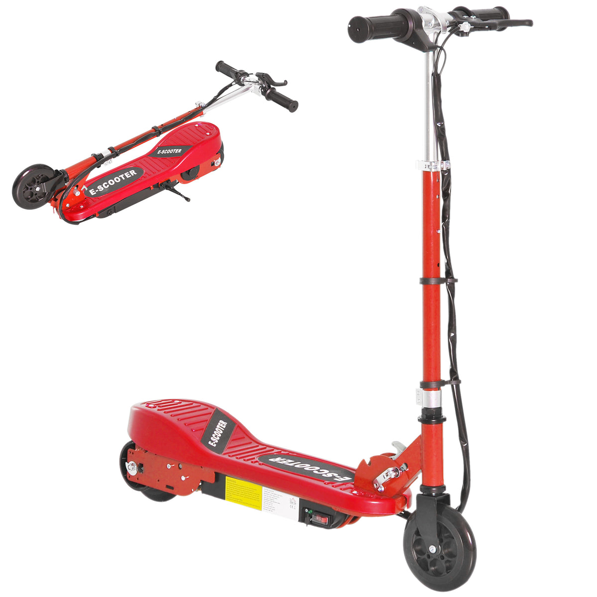 Photo of HOMCOM Folding Electric Scooter Rechargeable Kids Ride on 7-14 Age Red/Black in Red/Black colour on a white background