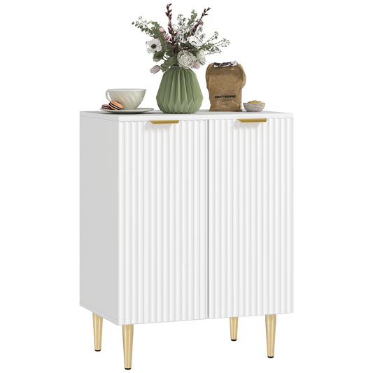 Photo of HOMCOM Sideboard Buffet Cabinet, Modern Kitchen Storage Cabinet with Adjustable Shelf and Metal Legs, White in White colour on a white background