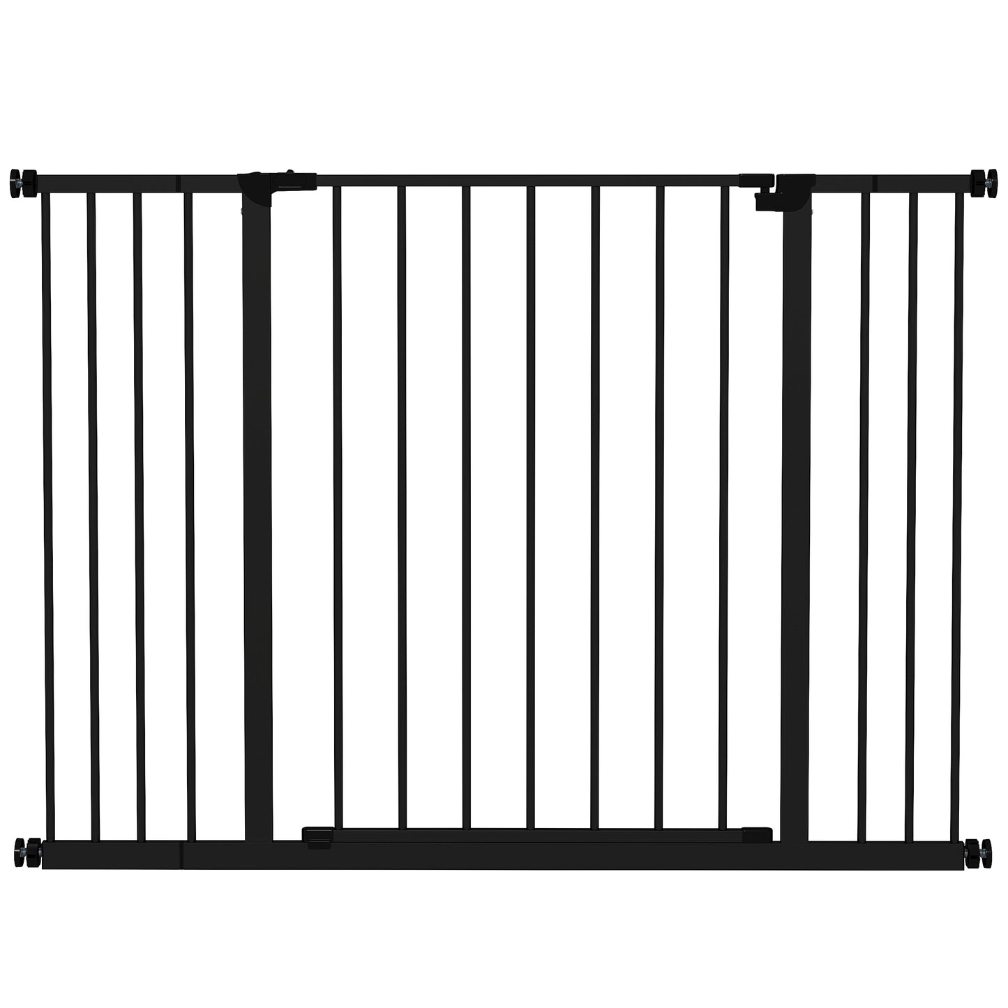 Photo of PawHut Dog Gate Pet Safety Gate Stair Barrier Pressure Mount Adjustable 76-82/86-97/101-107 cm, Black in Black colour on a white background