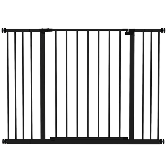 Photo of PawHut Dog Gate Pet Safety Gate Stair Barrier Pressure Mount Adjustable 76-82/86-97/101-107 cm, Black in Black colour on a white background