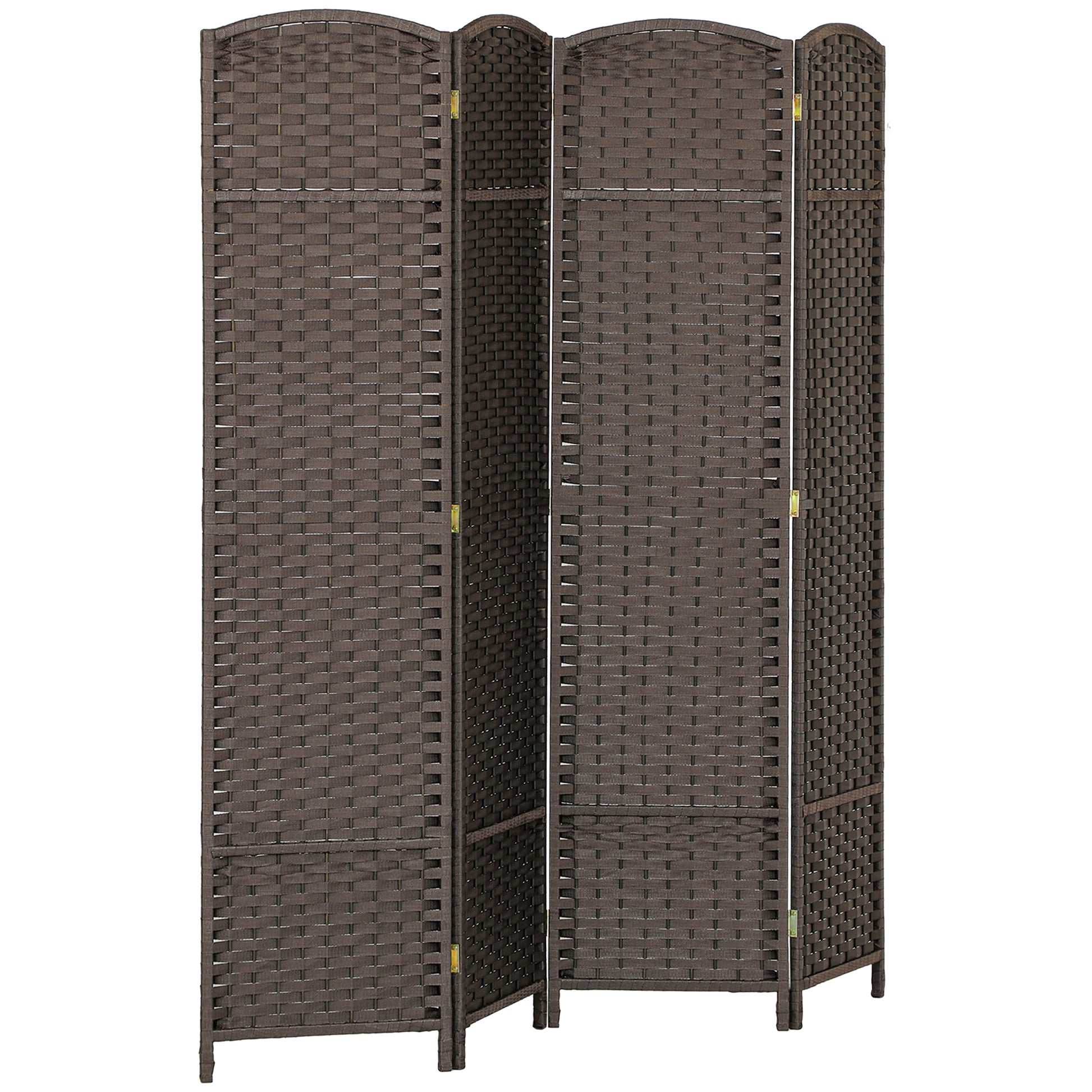 Photo of HOMCOM 4 Panel Folding Room Divider, Freestanding Privacy Screen for Living Room, Bedroom and Office, 160 x 170cm, Brown in Brown colour on a white background