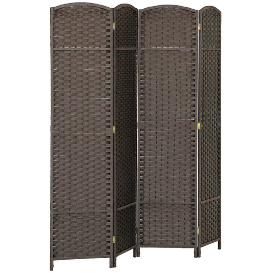Photo of HOMCOM 4 Panel Folding Room Divider, Freestanding Privacy Screen for Living Room, Bedroom and Office, 160 x 170cm, Brown in Brown colour on a white background