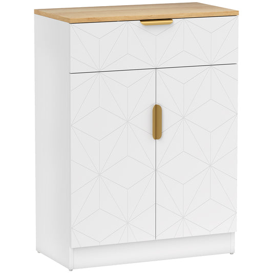 Photo of HOMCOM Sideboard Storage Cabinet, Modern Storage Cupboard with Drawer and Adjustable Shelf for Living Room, Kitchen, Dining Room, Entryway, White in White colour on a white background