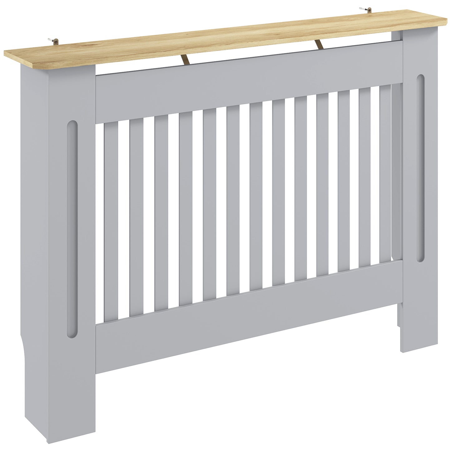 Photo of HOMCOM Slatted Radiator Cover, Painted Cabinet with Line Grill Design, 112L × 19W × 81H cm, Grey in Grey colour on a white background