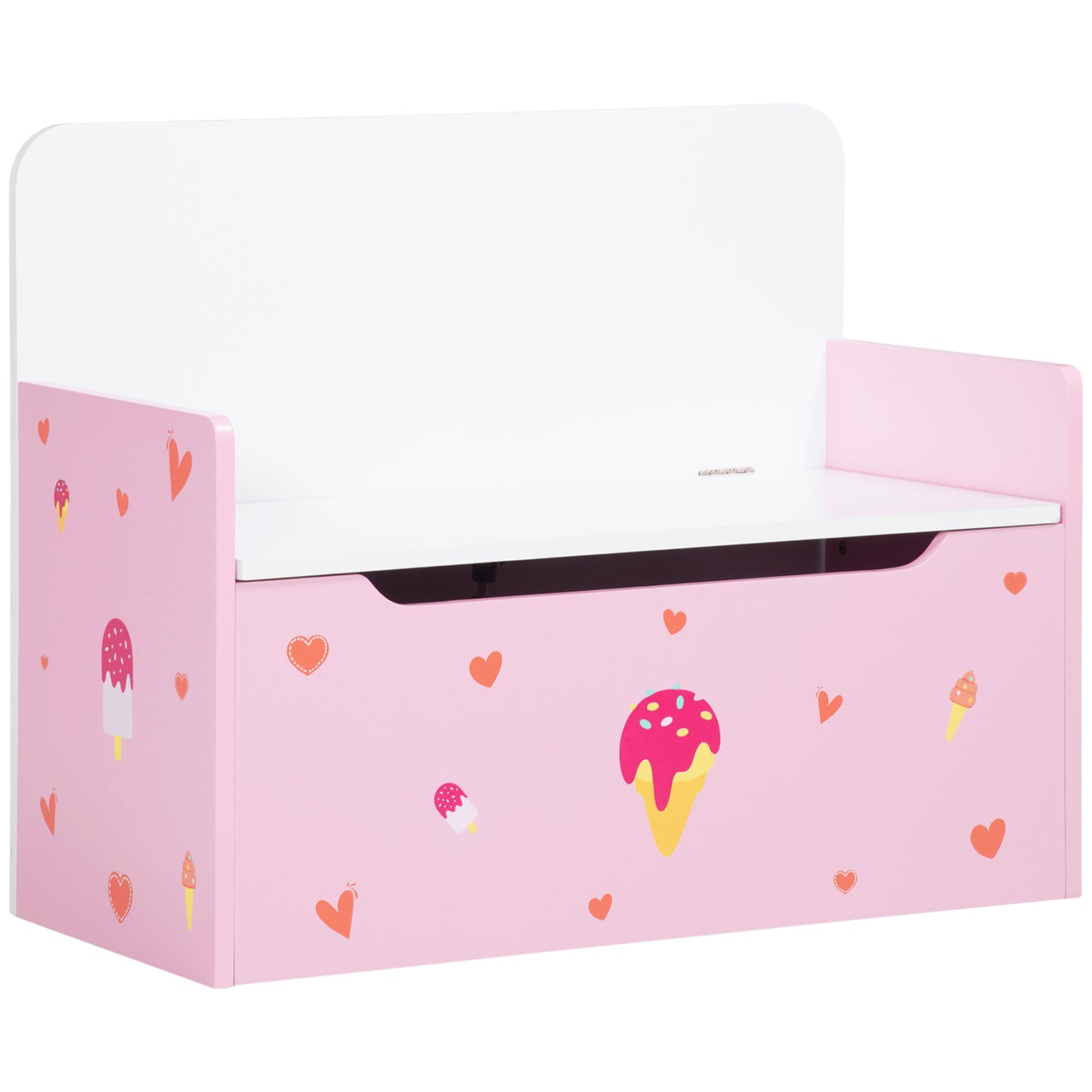 Photo of ZONEKIZ 2-in-1 Kids Storage Bench, Toy Box w/ Safety Rod - Pink in Pink colour on a white background