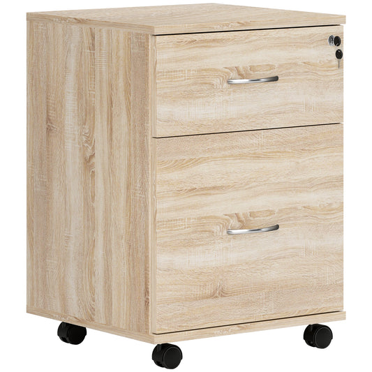 Photo of HOMCOM Two Drawer Lockable Filing Cabinet - Wood-Effect in Wood-Effect colour on a white background