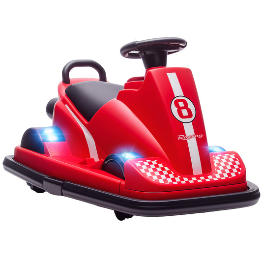 Photo of AIYAPLAY Kids Bumper Car, 360° Rotation Spin Electric Walzer Car with LED Lights, Music for Ages 3-8 Years Old, Red in Red colour on a white background