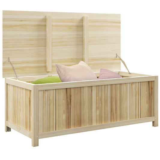 Photo of Outsunny 172 Litre Outdoor Storage Box, Wooden terrace Box Garden Storage Container, Natural in Natural colour on a white background