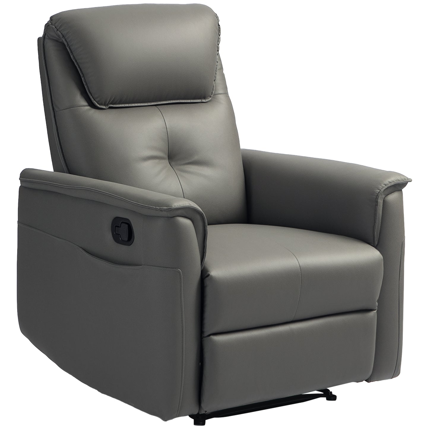 Photo of HOMCOM Recliner Armchair with Thick Padded Spring Cushion, Microfibre Manual Reclining Chair with Adjustable Leg Rest, Side Pockets for Living Room, Bedroom, Light Grey in Grey colour on a white background