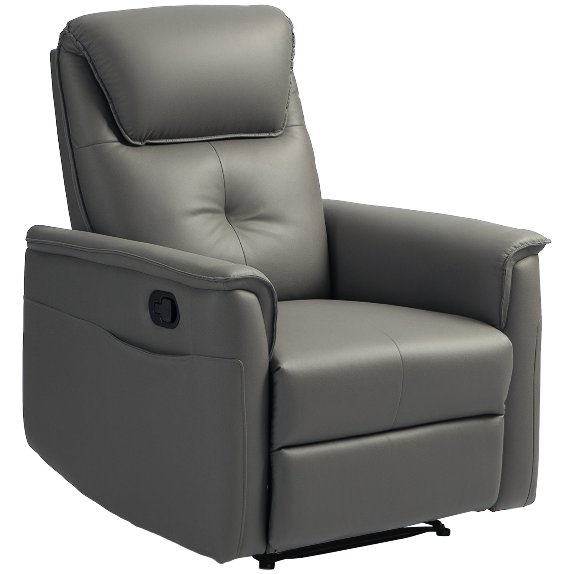 Photo of HOMCOM Recliner Armchair with Thick Padded Spring Cushion, Microfibre Manual Reclining Chair with Adjustable Leg Rest, Side Pockets for Living Room, Bedroom, Light Grey in Grey colour on a white background