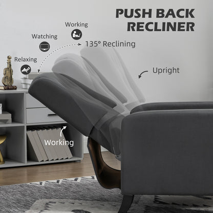 Deep gray wingback recliner shown adjusting between upright and reclined positions