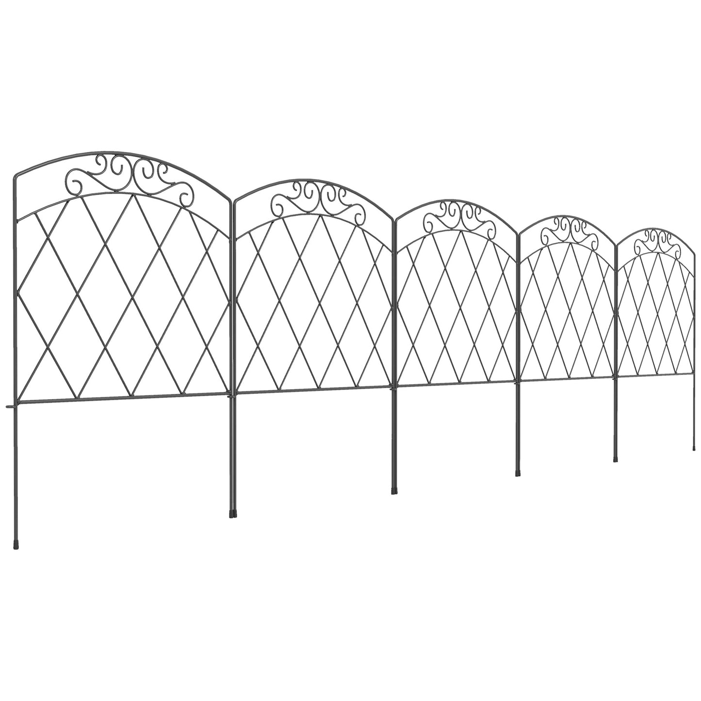 Photo of Outsunny 3m Decorative Metal Garden Fence - Diamond and Swirl Pattern in Pattern colour on a white background