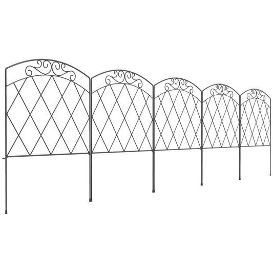 Photo of Outsunny 3m Decorative Metal Garden Fence - Diamond and Swirl Pattern in Pattern colour on a white background