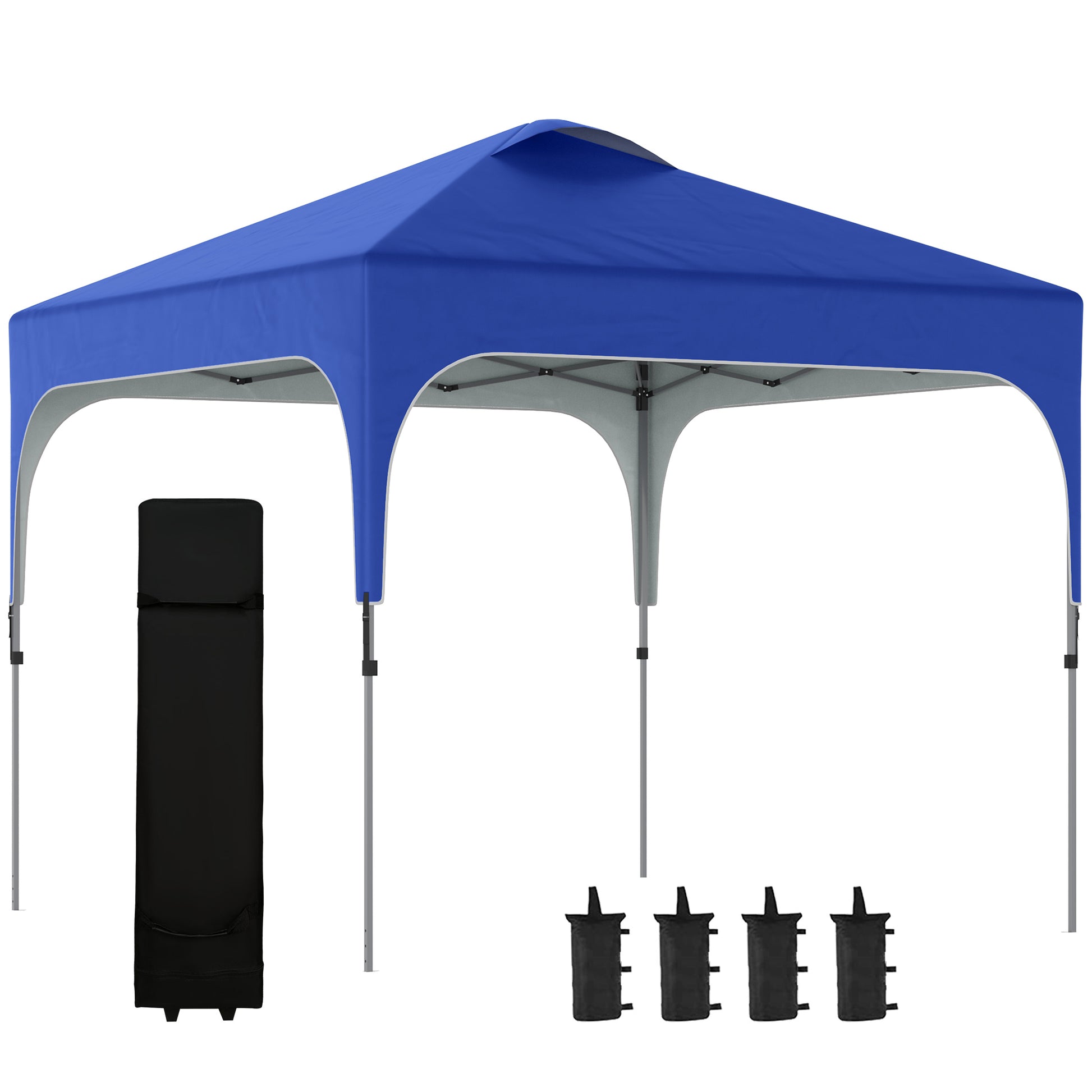 Photo of Outsunny 3 x 3(M) Pop Up Gazebo, UPF 50+ Foldable Canopy Tent with Wheeled Carrybag, 4 Leg Weight Bags, Height Adjustable Marquee Shelter 1 person easy setup for Outdoor Garden Patio Party, Blue in Blue colour on a white background
