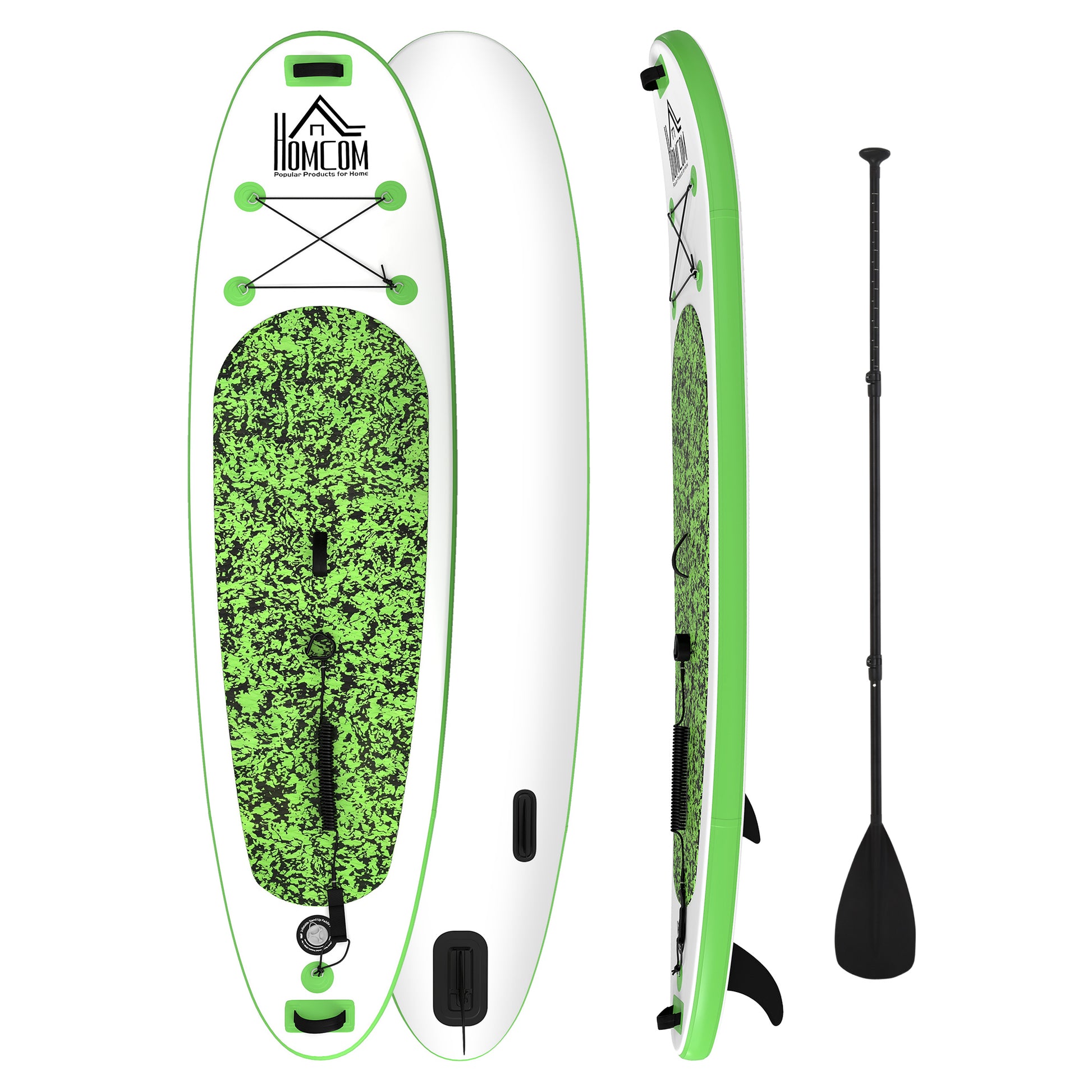 Photo of HOMCOM Inflatable Stand Up Paddle Board, 10' x 30" x 4", Non-Slip SUP, with ISUP Accessories, Hand Pump, 3 Fins, Adj Paddle for Youth Adult Beginners/Experts in Beginners/Experts colour on a white background