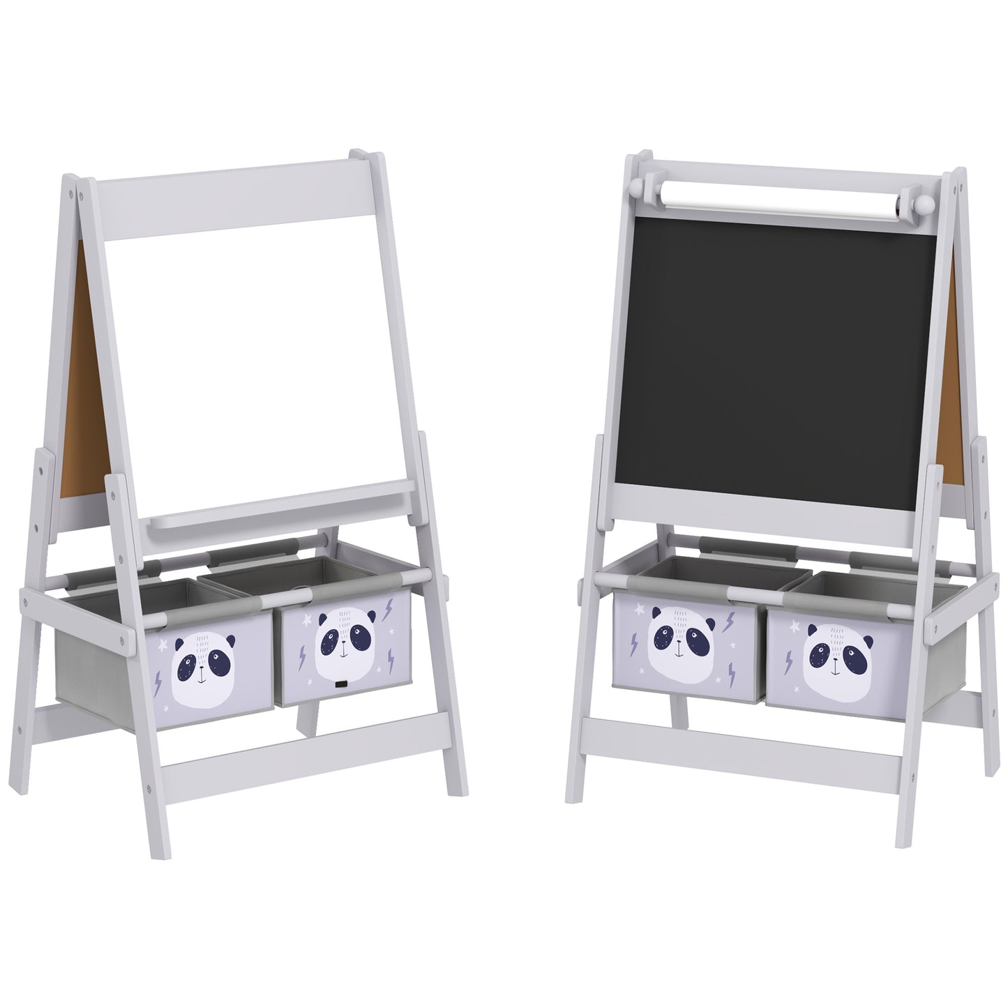 Photo of AIYAPLAY 3-In-1 Kids Easel with Paper Roll, Art Easel, with Storage - Grey in Grey colour on a white background