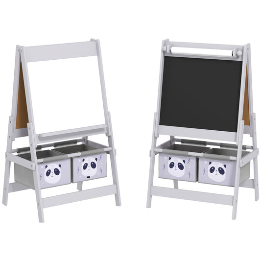 Photo of AIYAPLAY 3-In-1 Kids Easel with Paper Roll, Art Easel, with Storage - Grey in Grey colour on a white background