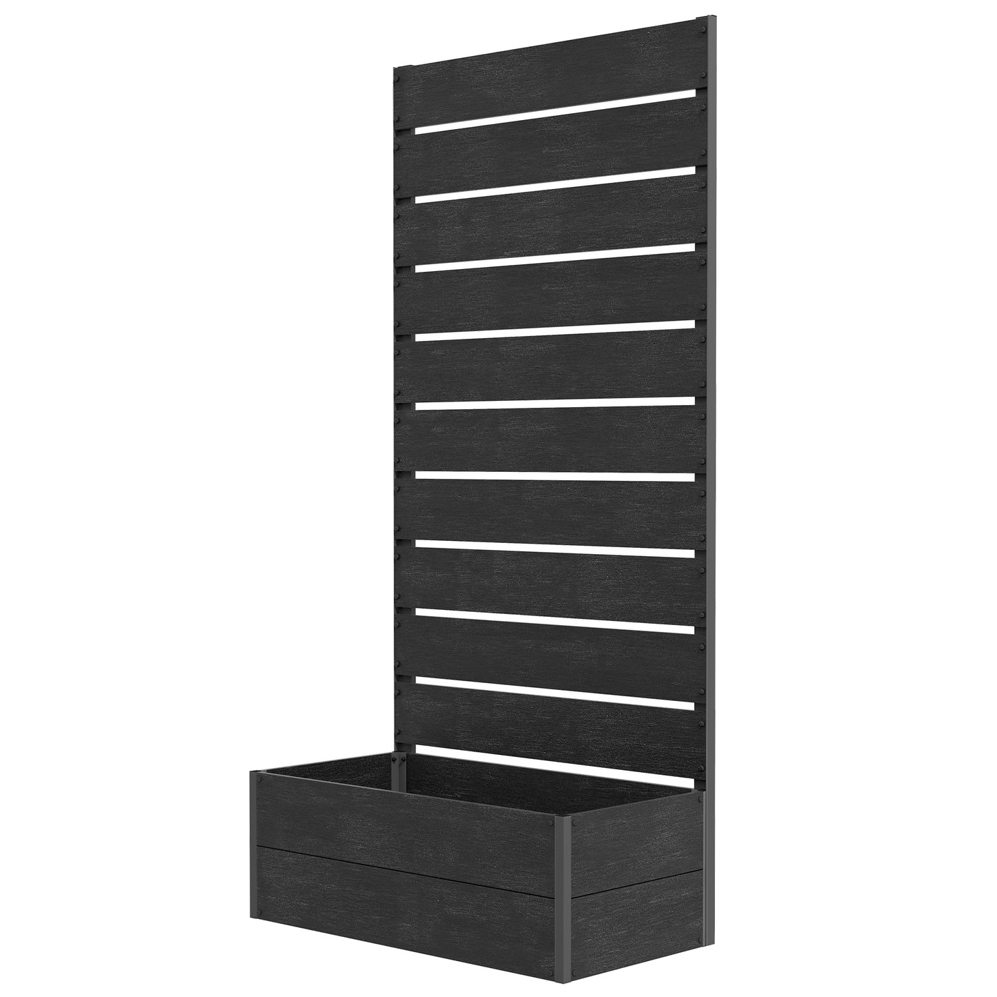 Photo of Outsunny 34 x 69.5cm Garden Planter Box, with Back Trellis, Black in Black colour on a white background