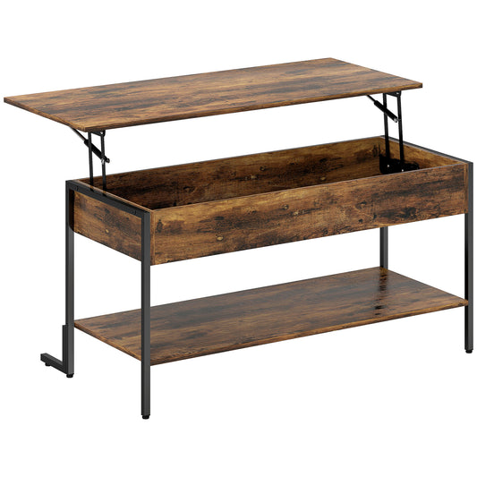 Photo of HOMCOM Lift-Top Coffee Table, with Storage - Rustic Brown in Brown colour on a white background