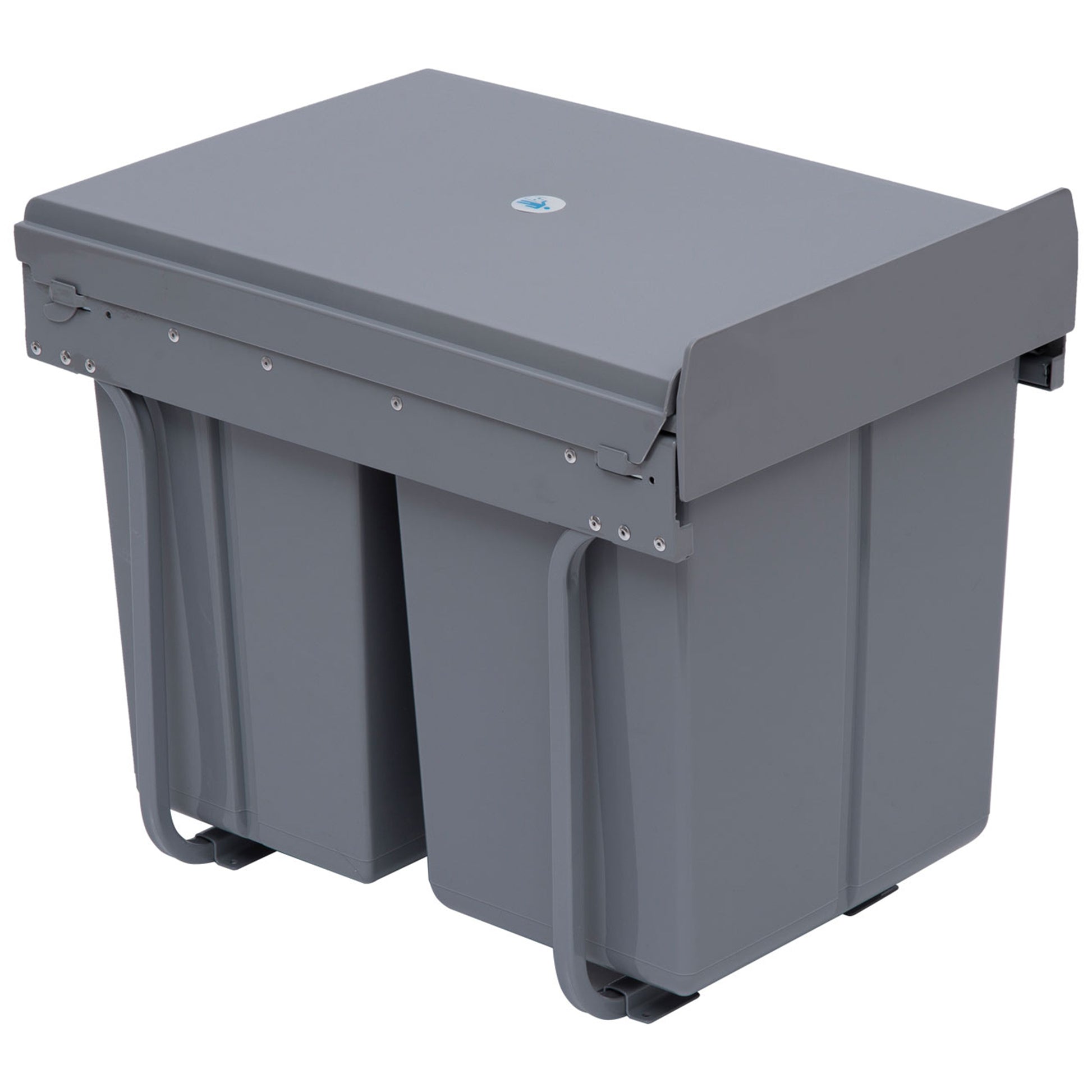Photo of HOMCOM Kitchen Recycle Waste Bin Pull Out Soft Close Dustbin Recycling Cabinet Trash Can Grey (40L (1x20L+2x10L)) in (1x20L+2x10L)) colour on a white background
