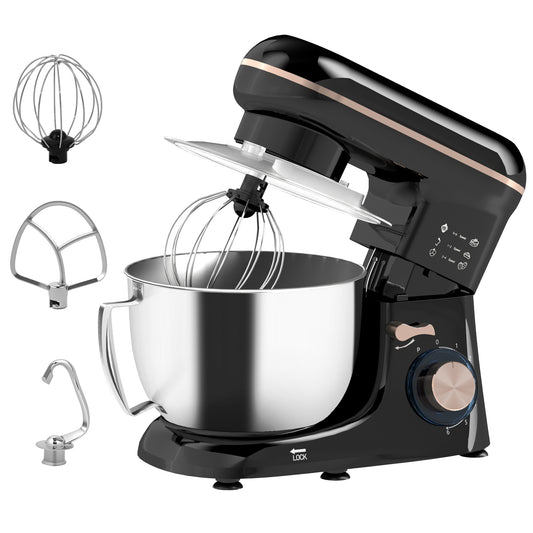 Photo of HOMCOM 1300W Kitchen Stand Mixer, with Accessories - Black in Black colour on a white background