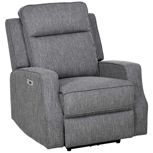 Photo of HOMCOM 150° Electric Reclining Chair, with USB port and Footrest - Charcoal Grey in Grey colour on a white background