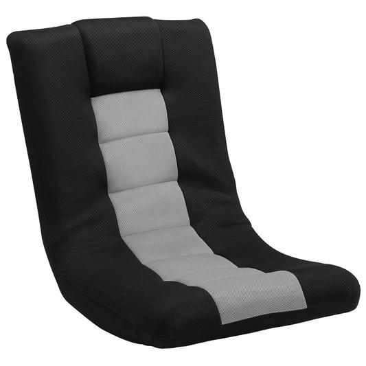 Photo of HOMCOM Floor Chair, Folding Floor Sofa with Adjustable Backrest, Wide Seat, Swivel Base, Black in Black colour on a white background