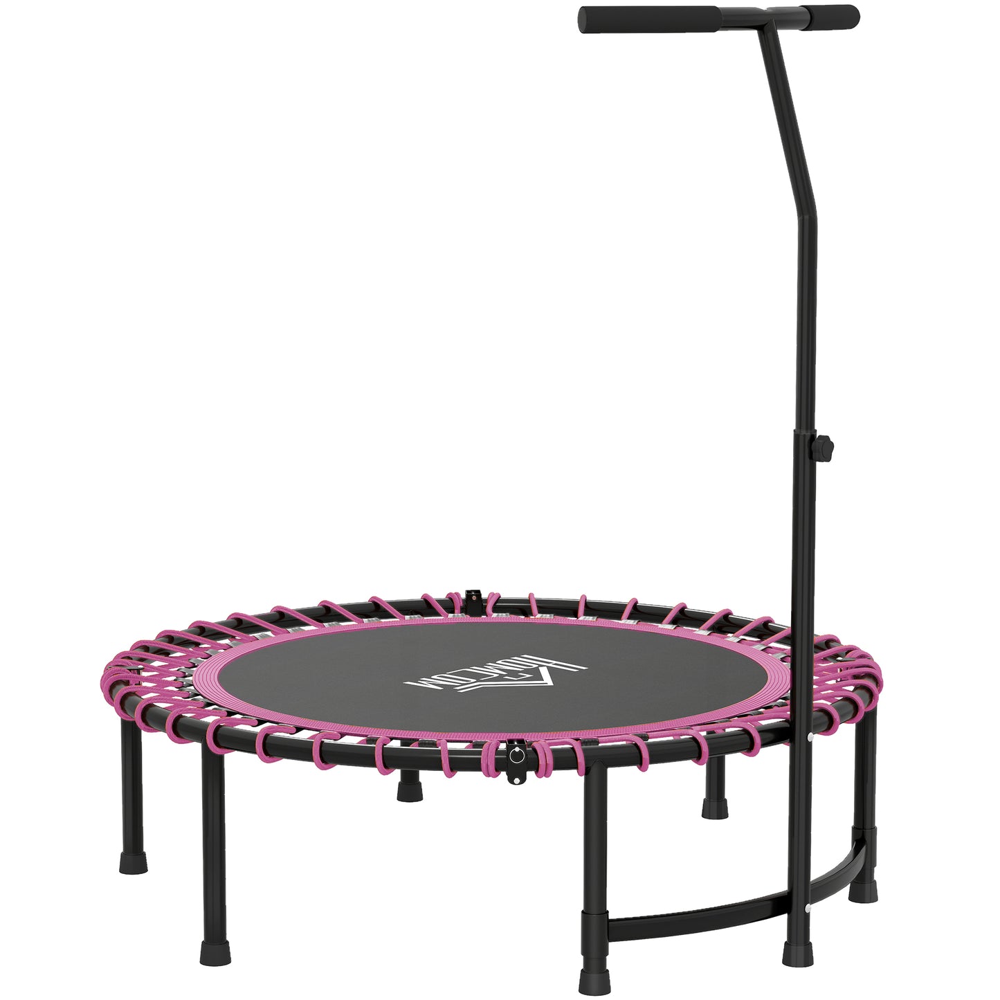 Photo of HOMCOM Mini Round Steel Frame Trampoline w/ Adjustable Handle, Pink in Pink colour on a white background