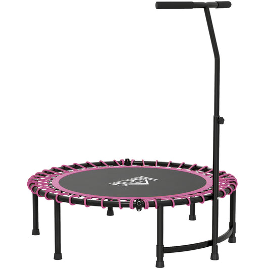 Photo of HOMCOM Mini Round Steel Frame Trampoline w/ Adjustable Handle, Pink in Pink colour on a white background