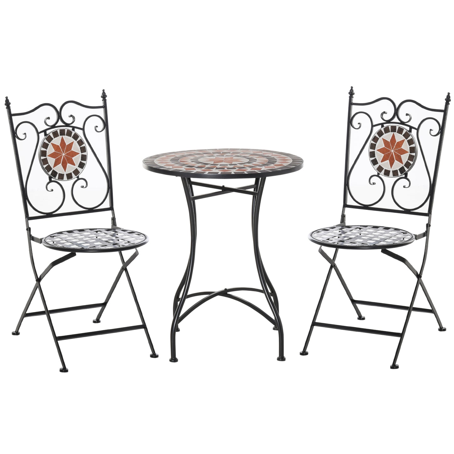 Photo of Outsunny Three-Piece Mosaic Bistro Table Set - Multicoloured in Multicoloured colour on a white background