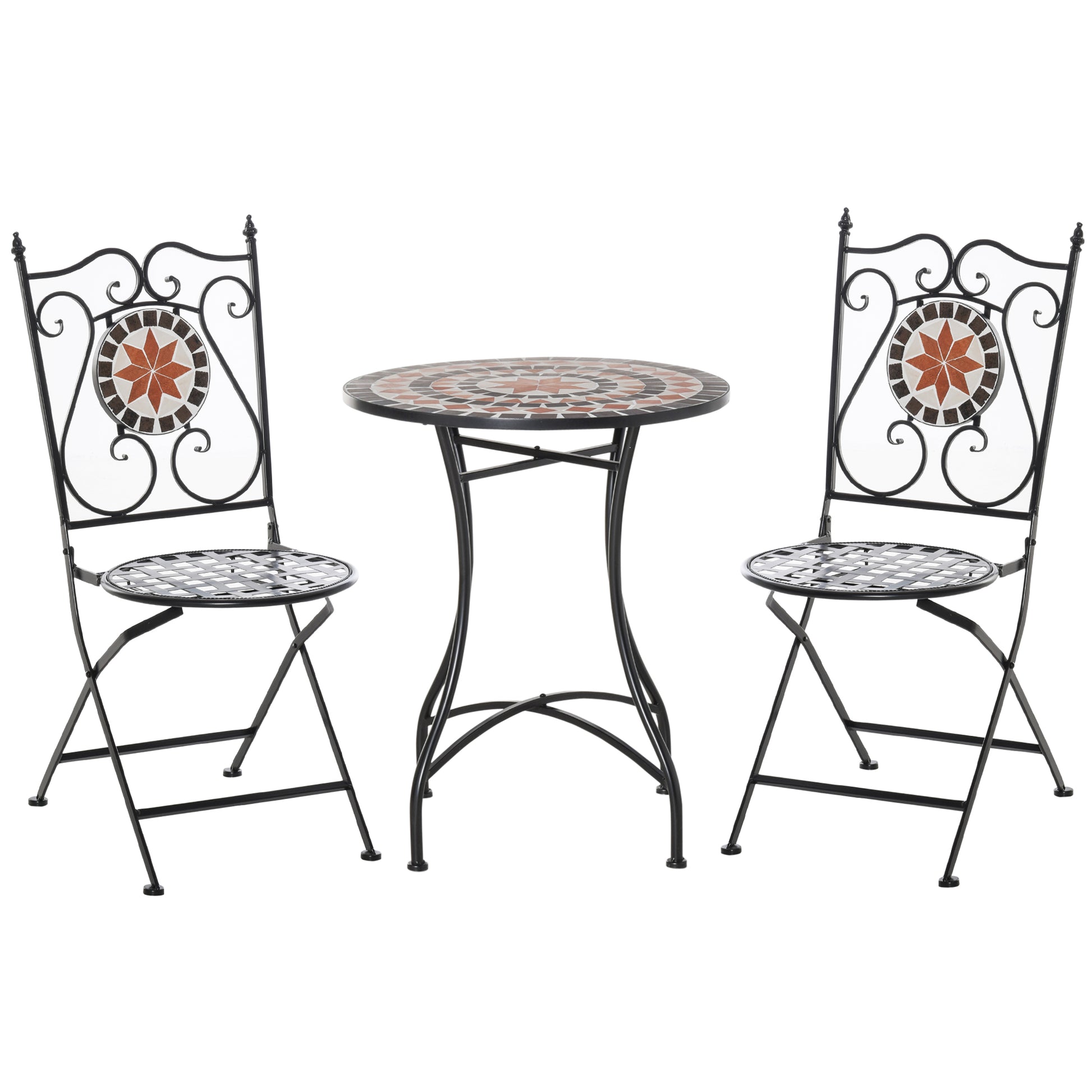 Photo of Outsunny Three-Piece Mosaic Bistro Table Set - Multicoloured in Multicoloured colour on a white background