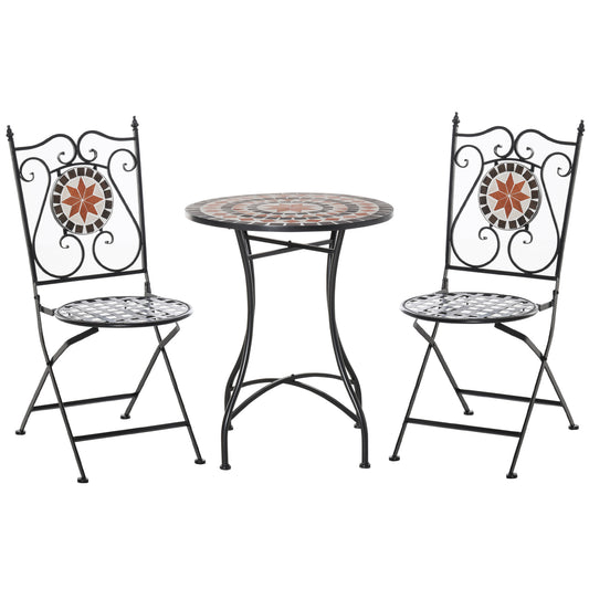 Photo of Outsunny Three-Piece Mosaic Bistro Table Set - Multicoloured in Multicoloured colour on a white background