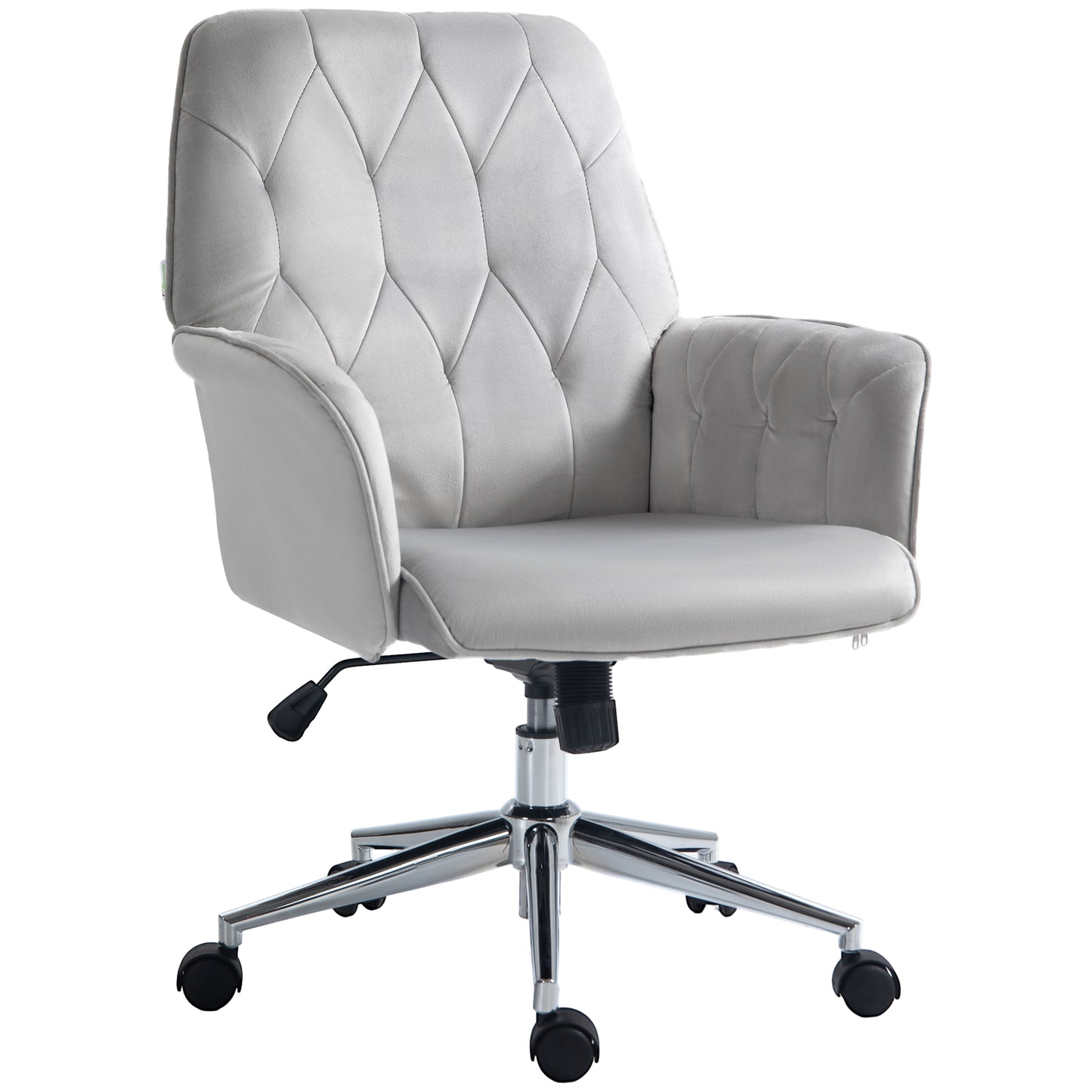 Photo of Vinsetto Linen Computer Chair with Armrest, Modern Swivel Chair with Adjustable Height, Light Grey in Grey colour on a white background