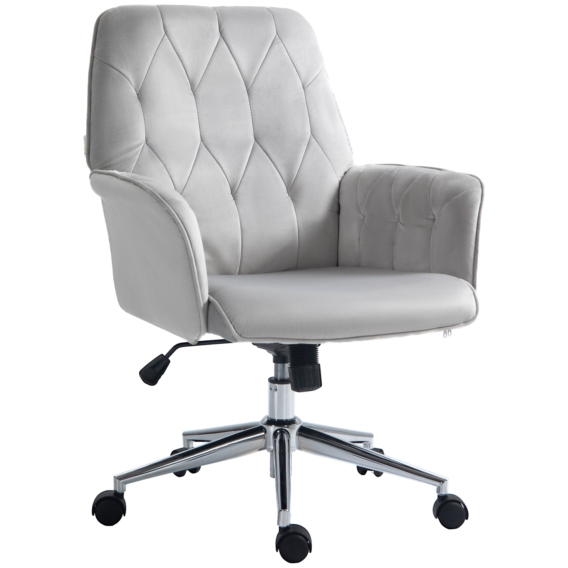 Photo of Vinsetto Linen Computer Chair with Armrest, Modern Swivel Chair with Adjustable Height, Light Grey in Grey colour on a white background