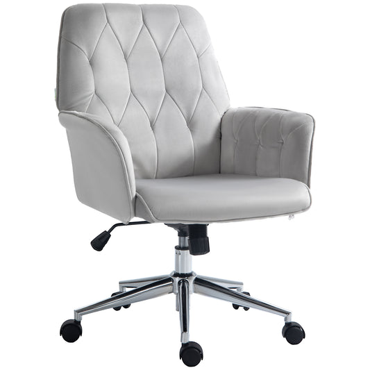 Photo of Vinsetto Linen Computer Chair with Armrest, Modern Swivel Chair with Adjustable Height, Light Grey in Grey colour on a white background