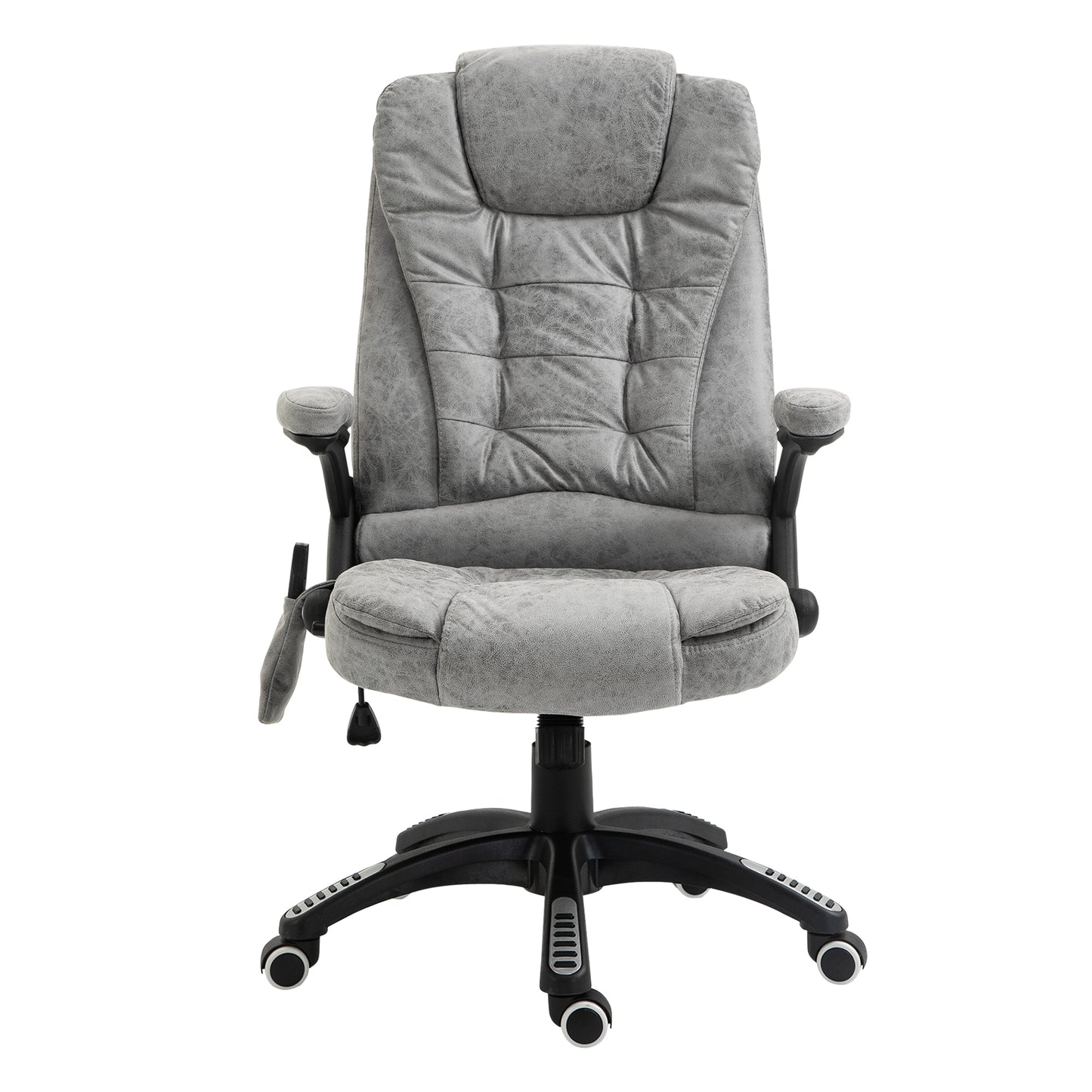 Photo of Vinsetto Massage Recliner Chair Heated Office Chair with Six Massage Points Microfiber Cloth 360° Swivel Wheels Grey in Grey colour on a white background