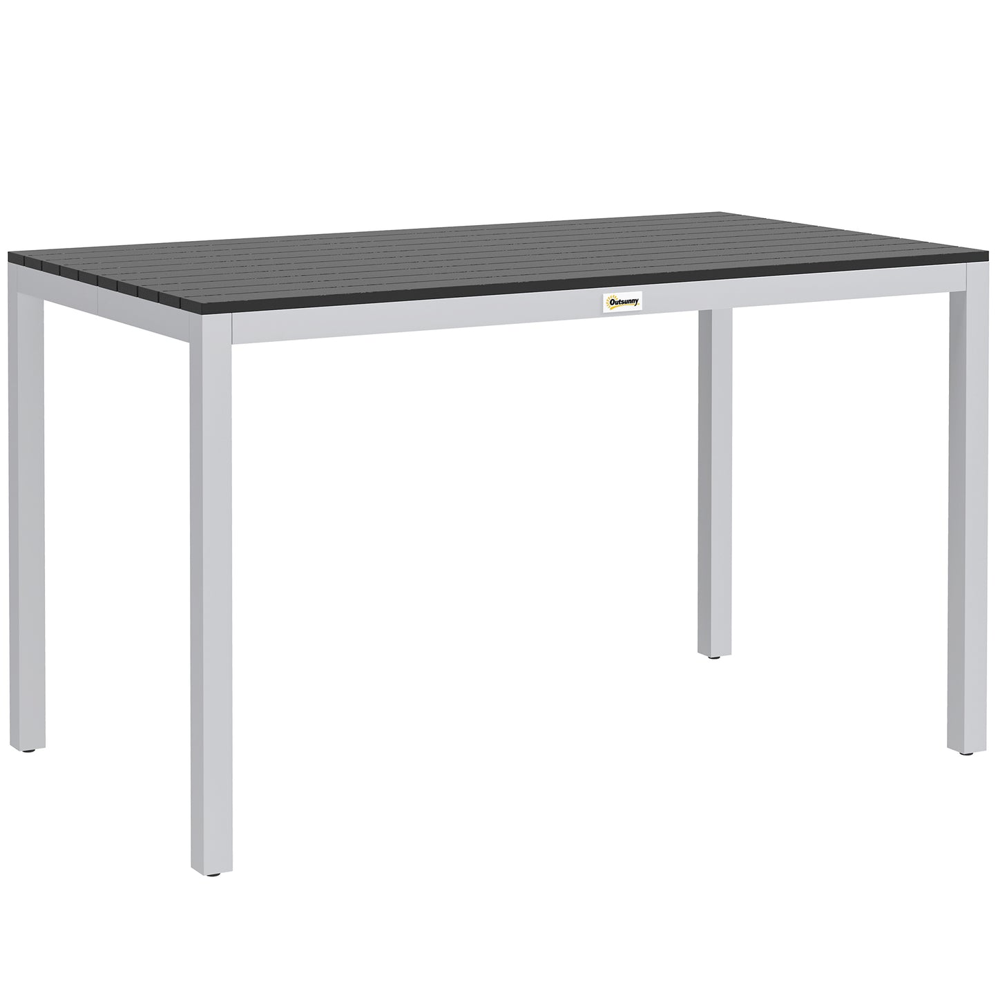 Photo of Outsunny Garden Table for 4-6, 120 x 70 cm Outdoor Dining Table with Rust-Resistant Aluminium Frame, Easy Maintenance Slatted Top, for Patio, Terrace, Balcony, Black in Black colour on a white background