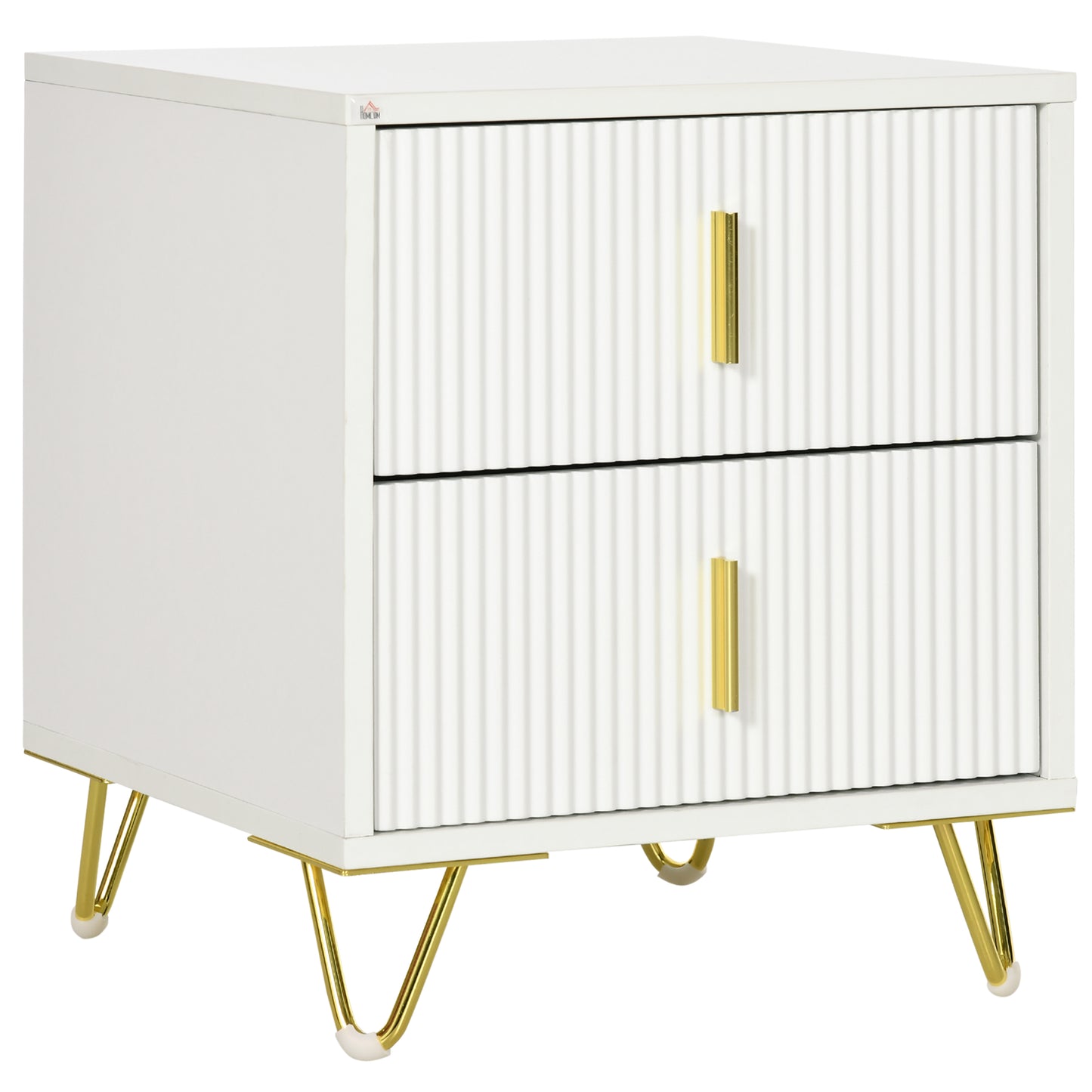 Photo of HOMCOM Elegant Chest of Two Drawers - White/Gold-Tone in White/Gold-Tone colour on a white background