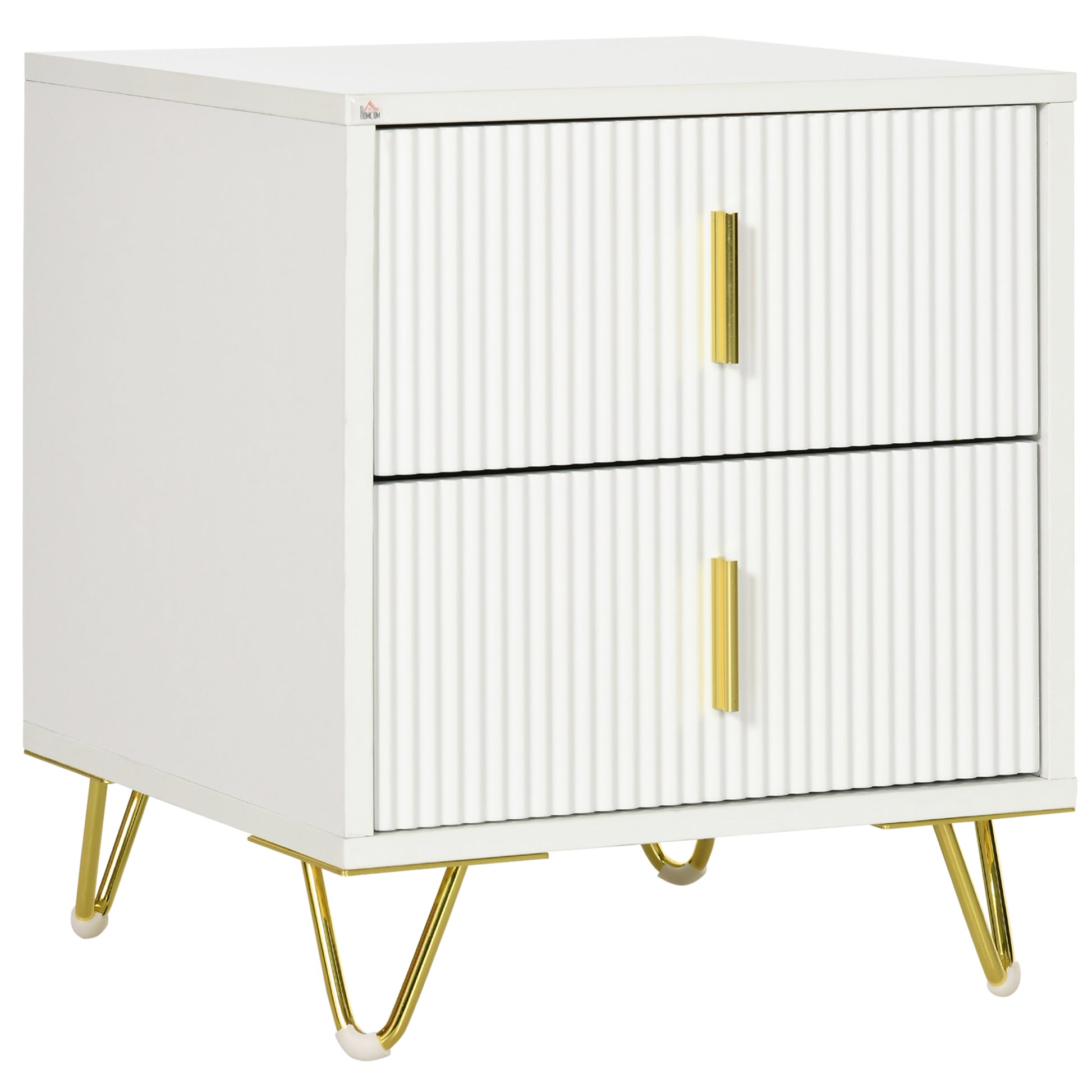 Photo of HOMCOM Elegant Chest of Two Drawers - White/Gold-Tone in White/Gold-Tone colour on a white background