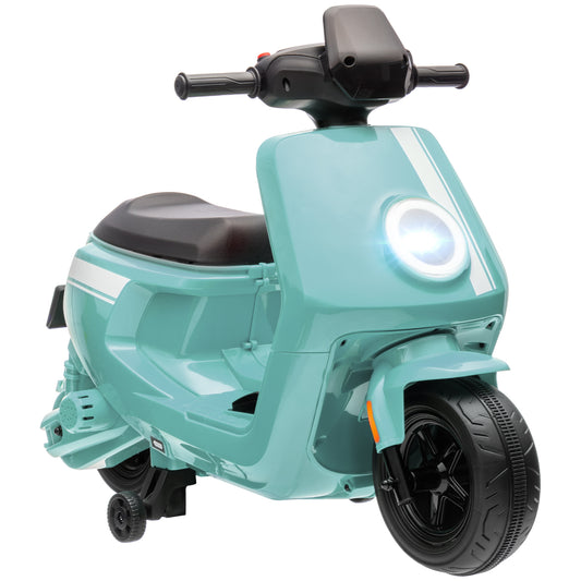 Photo of AIYAPLAY 6V Ride on Motorbike, Kids Electric Motorbike w/ Headlights, Music, Training Wheels, for Ages 18-36 Months, Green in Green colour on a white background