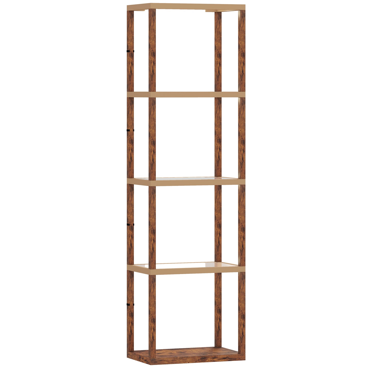 Photo of HOMCOM Four-Shelf Floor Lamp - Rustic Brown in Brown colour on a white background