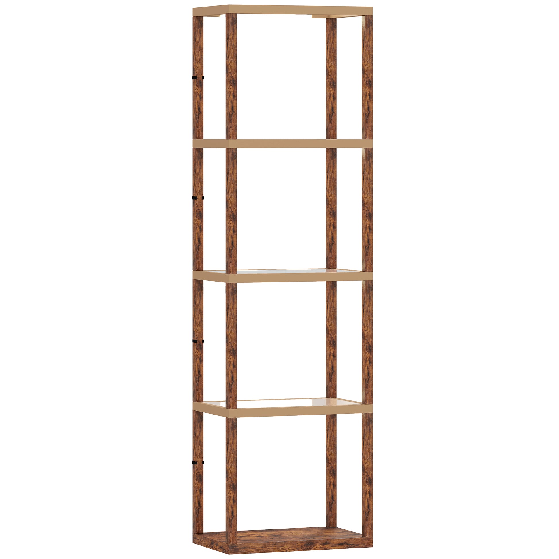 Photo of HOMCOM Four-Shelf Floor Lamp - Rustic Brown in Brown colour on a white background