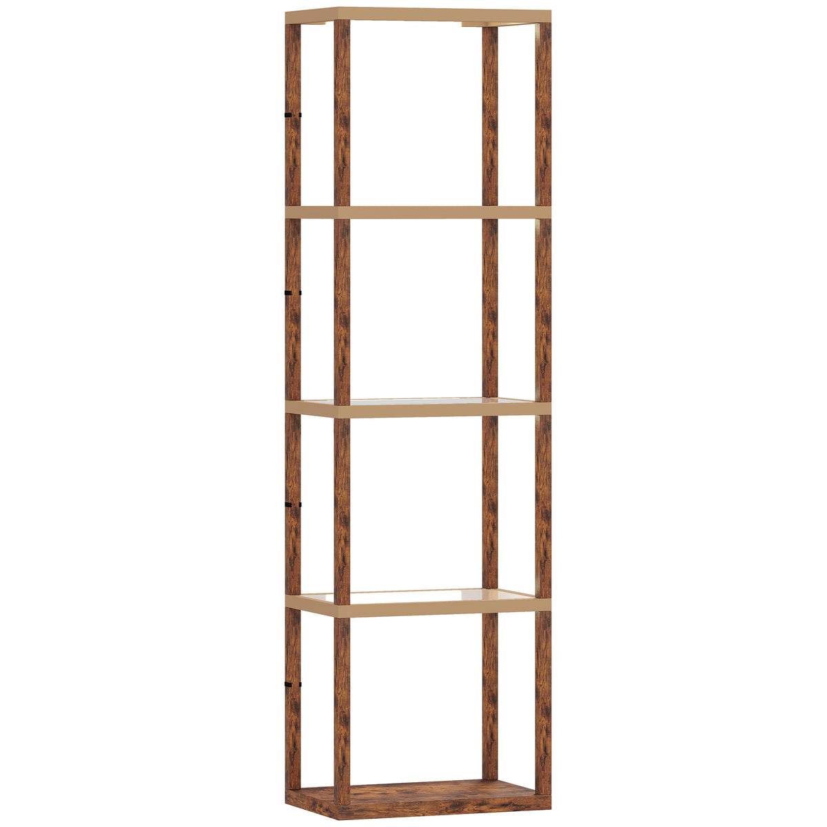 Photo of HOMCOM Four-Shelf Floor Lamp - Rustic Brown in Brown colour on a white background