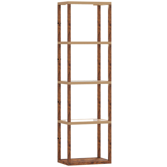 Photo of HOMCOM Four-Shelf Floor Lamp - Rustic Brown in Brown colour on a white background