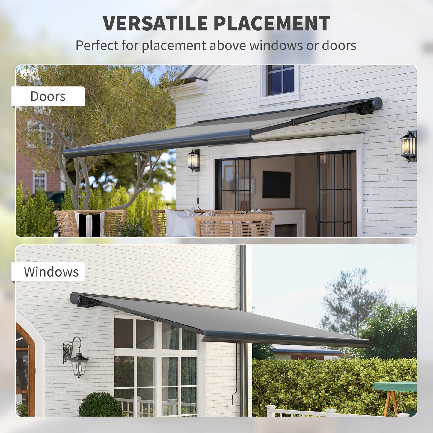 Outsunny 3.5 x 3 m Electric Awning, Aluminium Frame DIY Retractable Awning, UV50+ Sun Shade Canopy, Light Grey