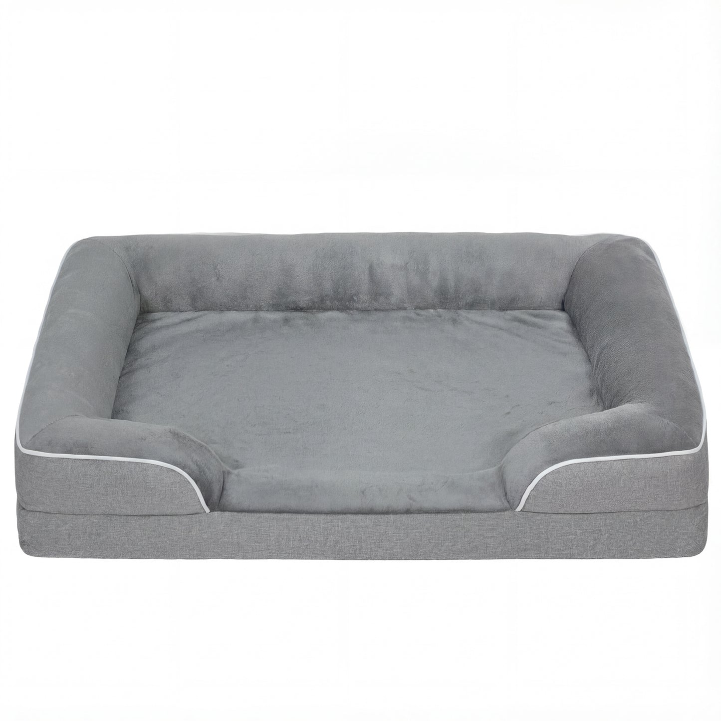 Photo of PawHut Dog Sofa Bed, Washable Pet Bed with Removable Cover and Non-Slip Bottom for Cats, Small and Medium Dogs, Grey in Grey colour on a white background