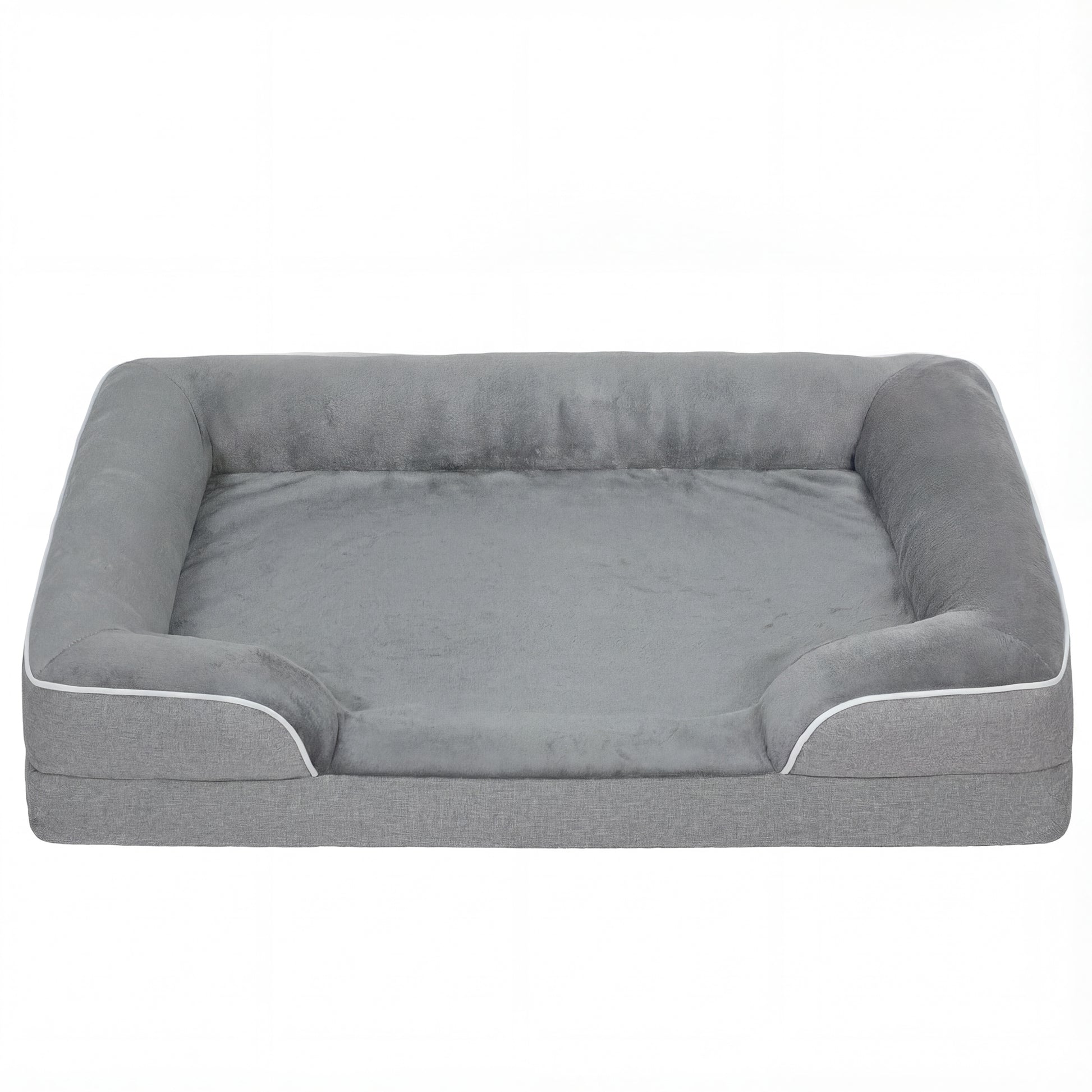 Photo of PawHut Dog Sofa Bed, Washable Pet Bed with Removable Cover and Non-Slip Bottom for Cats, Small and Medium Dogs, Grey in Grey colour on a white background