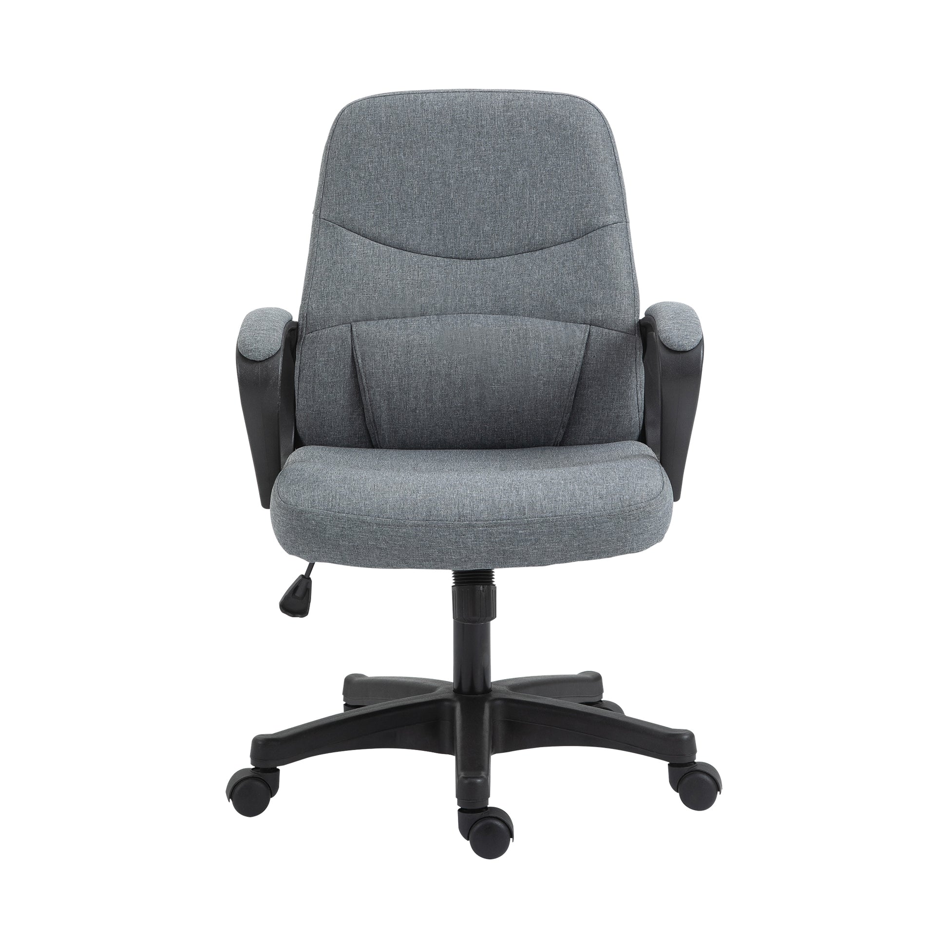 Photo of Vinsetto Office Chair, Fabric Desk Chair Mid Back Work Study Chair with Massage Lumbar Support, Adjustable Height and Swivel Wheels, Grey in Grey colour on a white background