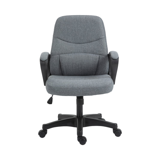 Photo of Vinsetto Office Chair, Fabric Desk Chair Mid Back Work Study Chair with Massage Lumbar Support, Adjustable Height and Swivel Wheels, Grey in Grey colour on a white background