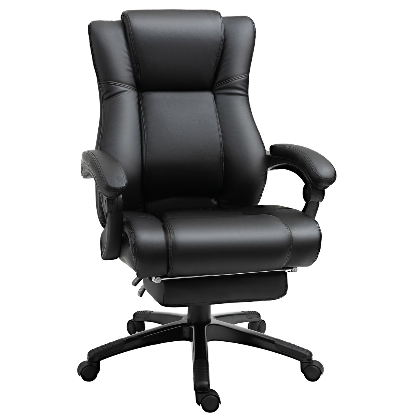 Photo of Vinsetto Executive Office Chair for Home, PU Leather Computer Chair, Swivel Desk Chair with Footrest, Wheels, Adjustable Height, Black in Black colour on a white background